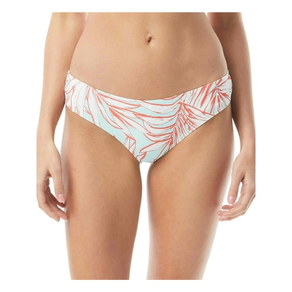 VINCE CAMUTO Women's Blue Printed Shirred Bikini Swimsuit Bottom L