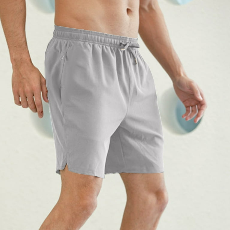 Men s Classic Fit Shorts Spring Summer Solid Color Sense Zipper Pocket Slit Trousers Plus Size Tie Rope Five inch Lightweight Fashion Short Elastic High Waisted Inseam Comfy Running Gym Shorts Walmart...