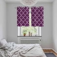 thumbnail image 4 of Dark Purple Moroccan Kitchen Curtains Window Panels, Country Abstract Quatrefoil Lattice Insulated Window Treatment Curtain, Grommet Curtains for Bedroom/Living Room/Bathroom, 2 Piece 27.5"Wx39"L, 4 of 8