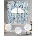 thumbnail image 3 of Blue Botanical Kitchen Curtains Sets 36 Inch Length with Valance, Spring Summer Leaf Pastoral Retro Swag Valances and Tiers Curtain Set Drapes Swag Curtains for Living Room, Bathroom, Bedroom, Cafe, 3 of 6
