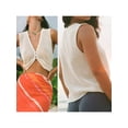 thumbnail image 4 of Yunliwuli Women Knit Tank Tops Solid Color Buttons V-Neck Casual Vests Summer Fashion Sleeveless Tops Streetwear, 4 of 9