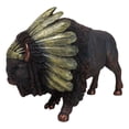 thumbnail image 6 of Bison Buffalo With Indian Chieftain Roach Headdress Decorative Figurine 12"L, 6 of 8
