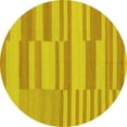 thumbnail image 1 of Ahgly Company Machine Washable Indoor Round Abstract Yellow Modern Area Rugs, 3' Round, 1 of 4