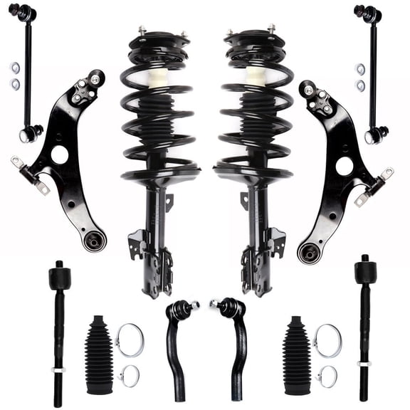 SCITOO Strut Shock for 2004-2006 for Toyota Sienna Front Complete Strut Spring Assembly Tie Rod End Stabilizer Bar Link Control Arm Suspension 12PCS
