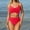 Red, variant on Swimsuit for Women Push Up Bikini Top Tummy Control Bathing Suit High Cut Mid Rise Sporty Swimwear