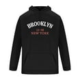 thumbnail image 3 of USNSM Men's Fashion BROOKLYN 1898 NEW YORK Letter Printed Hoodie Casual Hispter Sport Pullover Tops Long Sleeve Drawstring Hooded Sweatshirt with Pocket Black L, 3 of 4