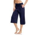 thumbnail image 5 of Capri Foldover Pants for Women Comfy Yoga Workout Summer Cropped Pants Wide Leg Solid Color High Waisted Outfits, 5 of 9