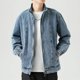 thumbnail image 3 of Chaqueta vaquera con cremallera en V para hombre, abrigos vaqueros de otoño para hombre, hombros anchos azules, ropa de lujo para hombre, ropa holgada Coreana, ropa popular coreana, vaquero G, 3 of 4