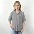 thumbnail image 7 of Dwellite Boys and Girls' School Uniform Short-Sleeve Polo Shirts Breathable Button Collared Casual Active Tops 3-13 Years Light Gray 160, 7 of 7