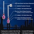 thumbnail image 2 of Gem Stone King 14K Two Tone Gold Pink Created Sapphire and Red Created Ruby and Lab Grown Diamond Dangle Earrings for Women | 2.56 Cttw | Gemstone September Birthstone | Oval 7X5MM, 2 of 6