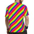 thumbnail image 3 of T Shirt For Men Rainbow Striped Colorful Lines Print Harajuku Gym T-Shirts Short Sleeve Quick-drying, 3 of 7