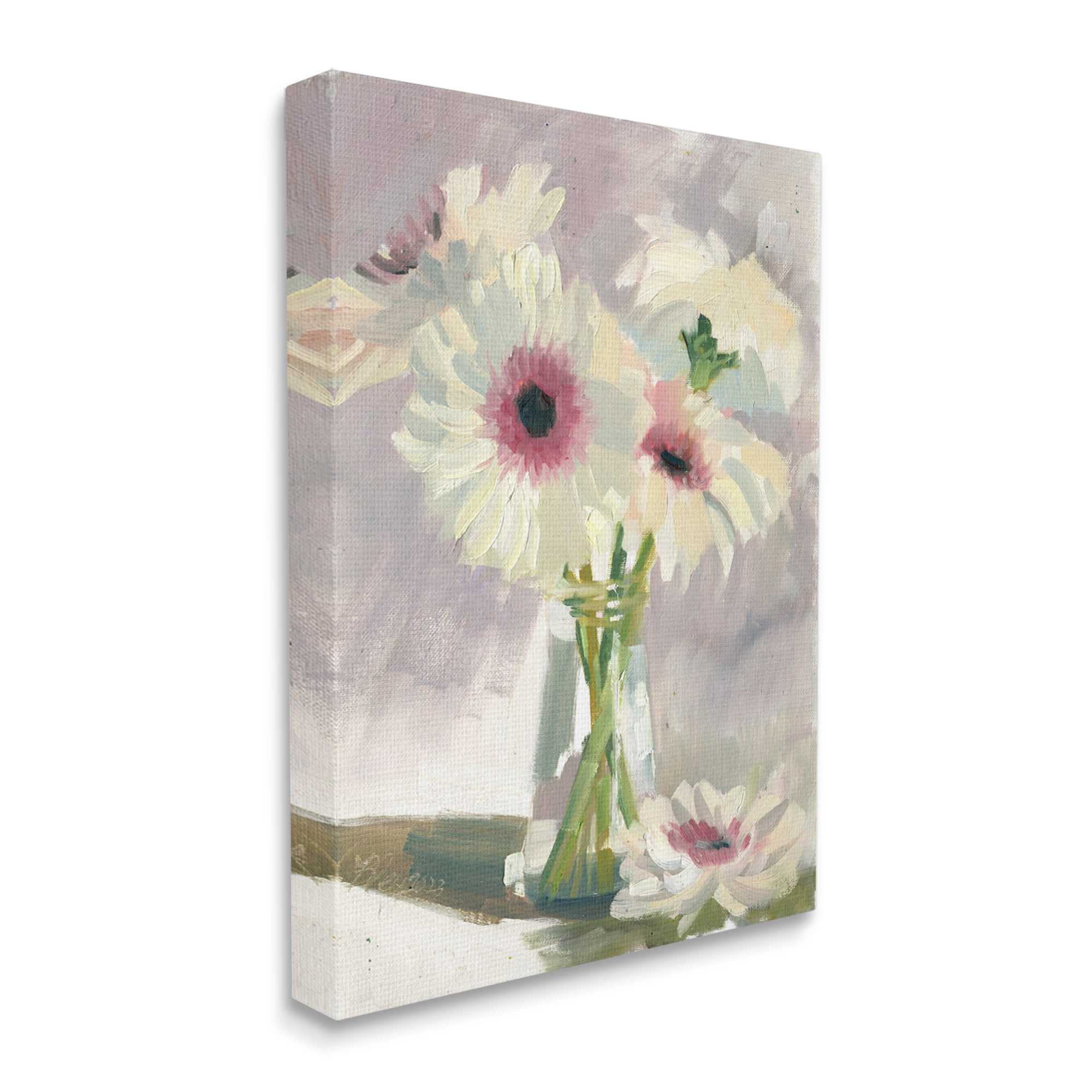 Stupell Industries White Mums Painting Botanical & Floral Painting Gallery Wrapped Canvas Art Print Wall Art, 30 x 40