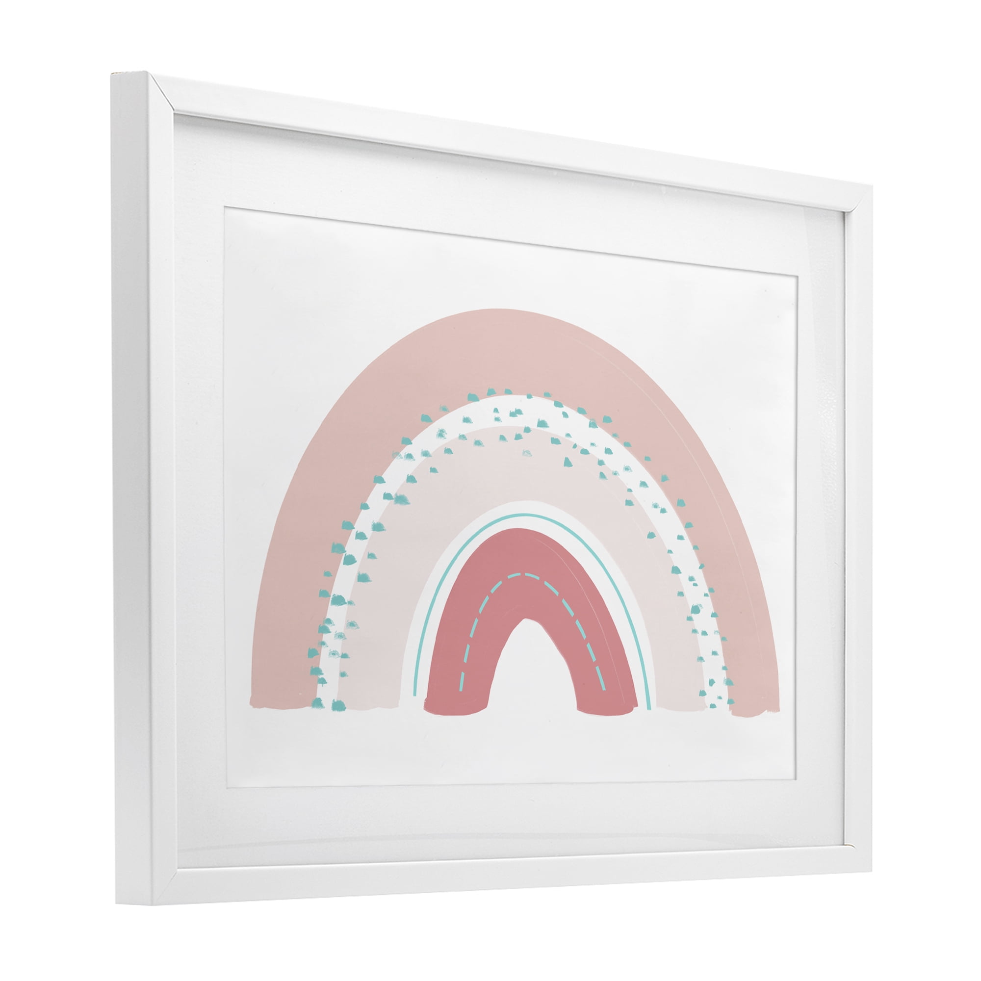 Stupell Industries Pink Rainbow with Speckles White Framed Print Under Glass, design by Emily Navas