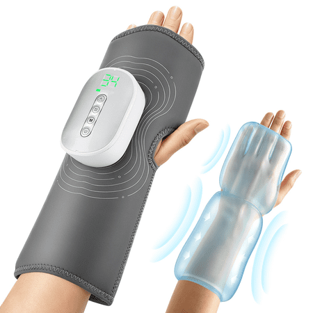 Cordless Air Compression Wrist Heating Pad Wrap, Electric Wrist Massager, Wrist Brace with 4 Intensities & 4 Heat Settings, 15-Min Auto-Off & 1.5H Battery