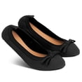 thumbnail image 2 of Gustave Women's Foldable Ballet Flats with Bow, Comfortable PU Leather Round Toe Slip On Dress Shoes for Casual Work Travel (Black, Size 6), 2 of 8