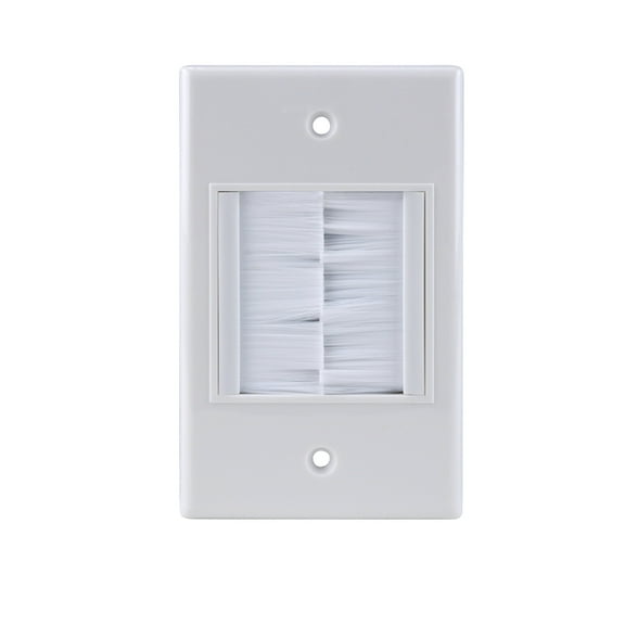 Construct Pro WideMouth Brush Wall Plate Cable Management Pass-Through Device (White)