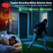 QD-Gotrays Solar Outdoor Motion Sensor Alarm-Dog Barking&Gunshot Sound,Support Recording&±Volume,130db Loud Noise Maker,3 Work Modes Strobe Light with USB,Say Goodbye to The Intruders