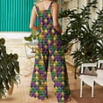 thumbnail image 4 of Moxiu Womens Mardi Gras Jumpsuits Holiday Jumpsuits Dressy Casual Carnival Graphic Overalls Loose Wide Leg Rompers with Pockets 2025 Multicolor,M, 4 of 7
