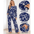 thumbnail image 3 of DreamFish Women's Pajama Set Long Sleeve Top and Pants with Pockets Soft Lightweight Sleepwear Loungewear, 3 of 6