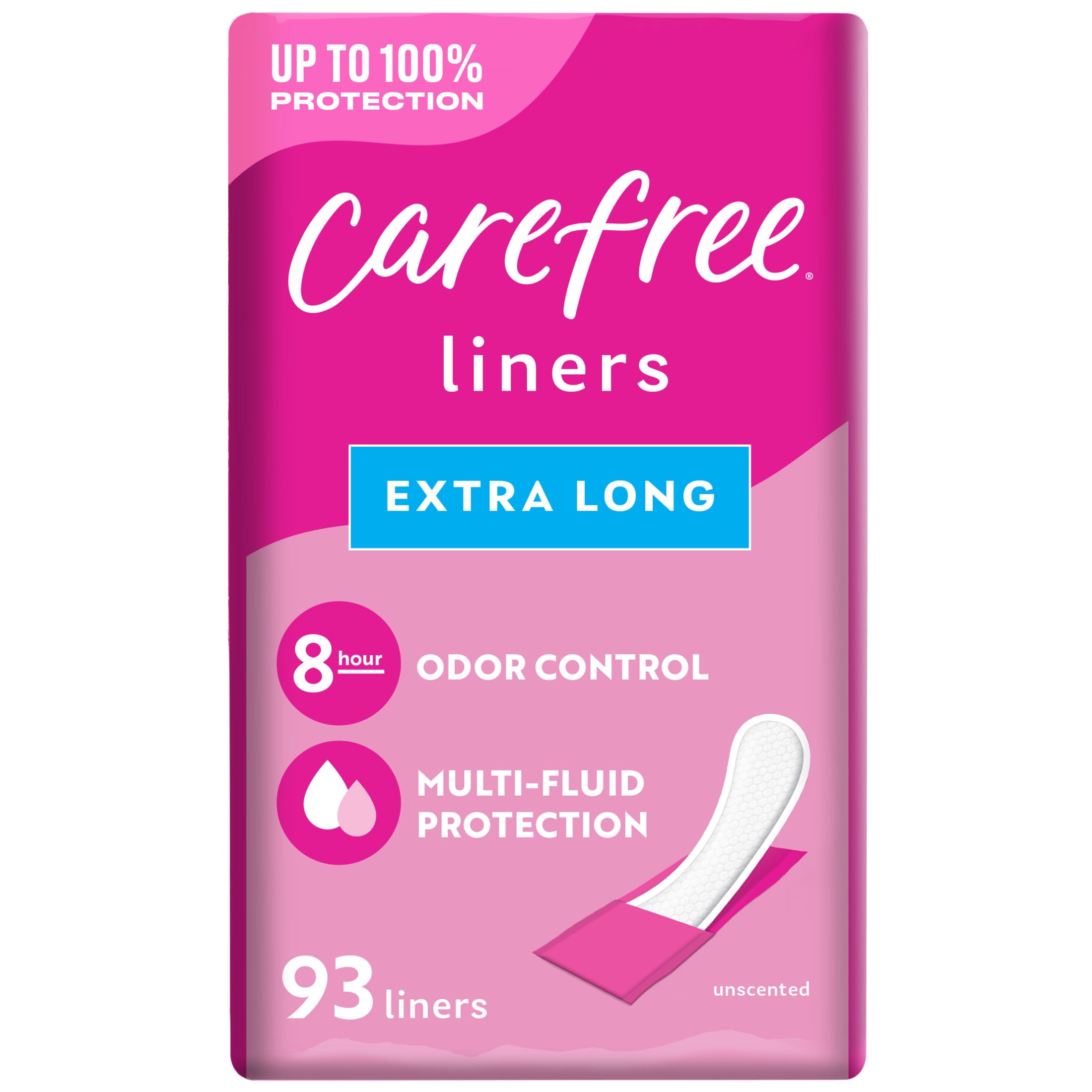 (3 pack) Carefree Panty Liners, Extra Long, Unscented (93 Count)