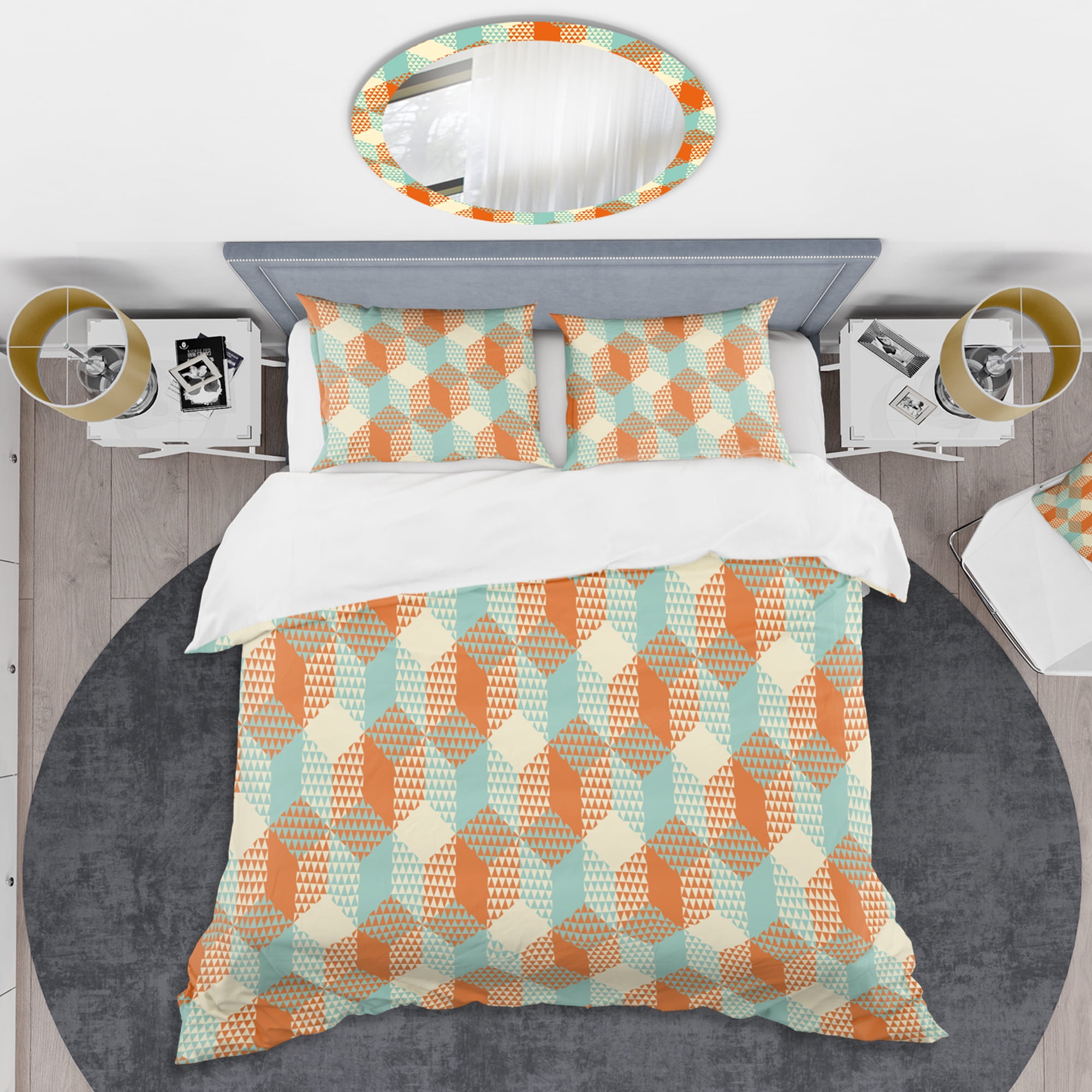 Designart 'Retro Hexagon Pattern VIII' Mid-Century Modern Duvet Cover Set