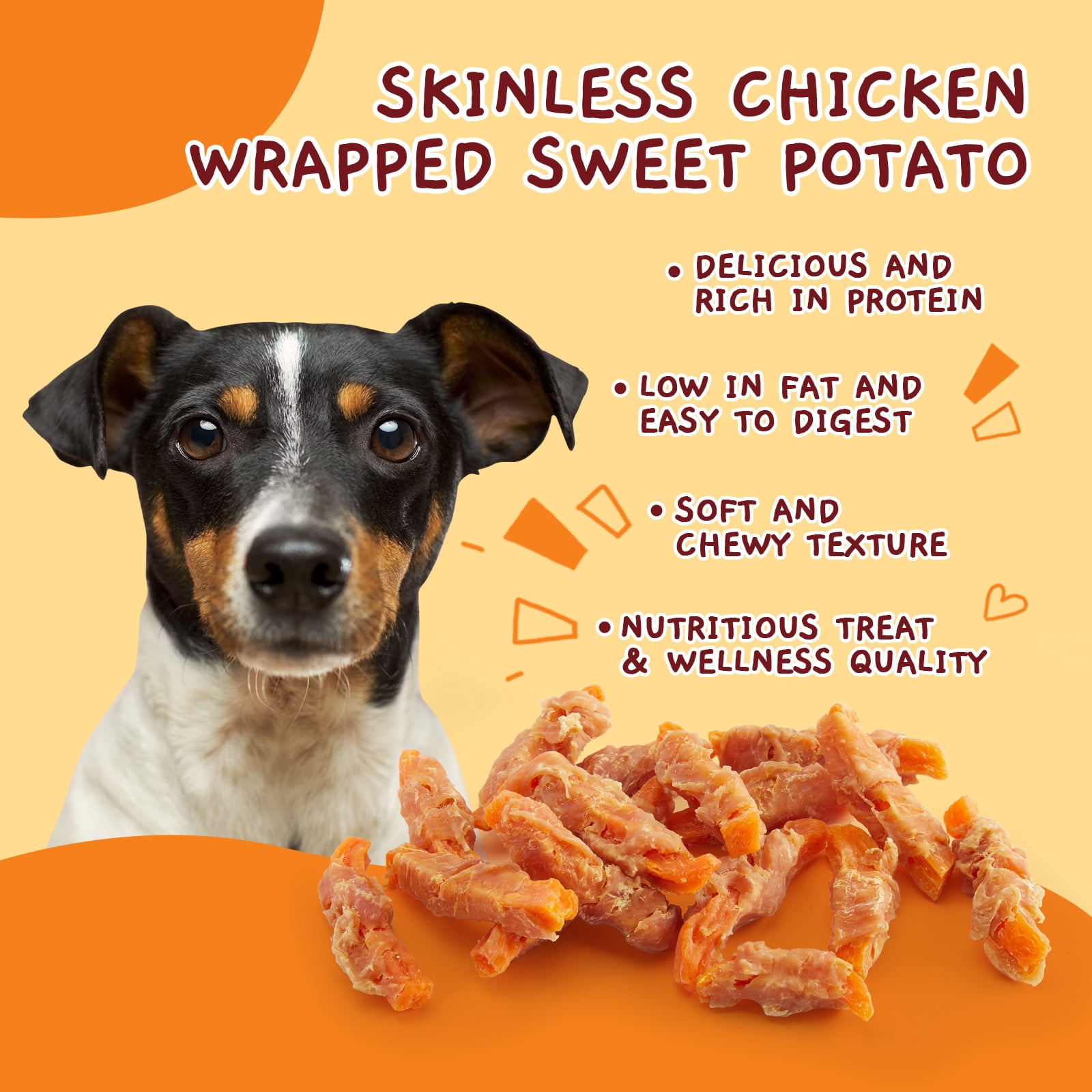(5 pack) Jungle Calling Skinless Chicken Gluten-Free & Grain-Free Wrapped Sweet Potato Chewy Dog Treats, 14-oz bag