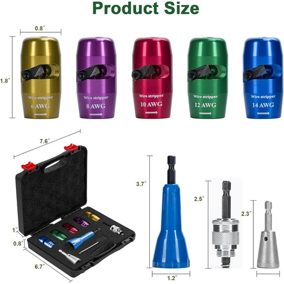 8 in 1 Electric Power Drill Wire Stripper Twister Tool for 6/8/10/12/14 AWG US  with 1/4" Chuck