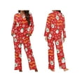 thumbnail image 2 of Michellecmm Women Christmas Pajamas Set Print Lapel Neck Button-up Long Sleeve Tops Long Pants Loungewear Outfit, 2 of 7