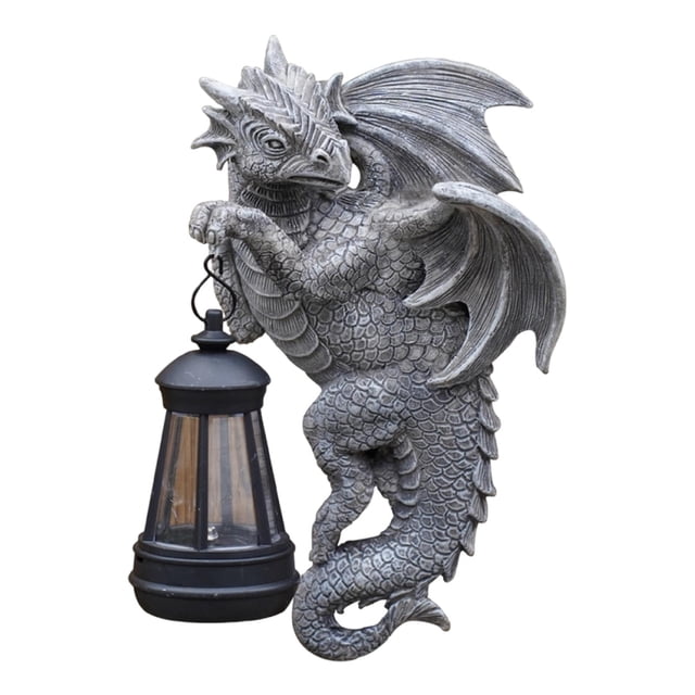 Figura decorativa de dragón con luz solar para exteriores, artesanía, figura de dragón para jardín al libre, estatua para patio