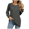 thumbnail image 3 of idosla Women Long Sleeve Shirts Fall Top Casual Pleated Blouse for Women Fashion (Dark Gray, L), 3 of 7