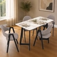 thumbnail image 1 of Juego de Comedor Estilo Mármol Ninon ALBA con 4 Sillas de Vinipiel Gris, 1 of 6