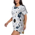 thumbnail image 2 of Lsque Cartoon Planets Women's Short-Sleeved Pajama Set - 2 Piece Soft and Lightweight Sleepwear Set-, 2 of 9