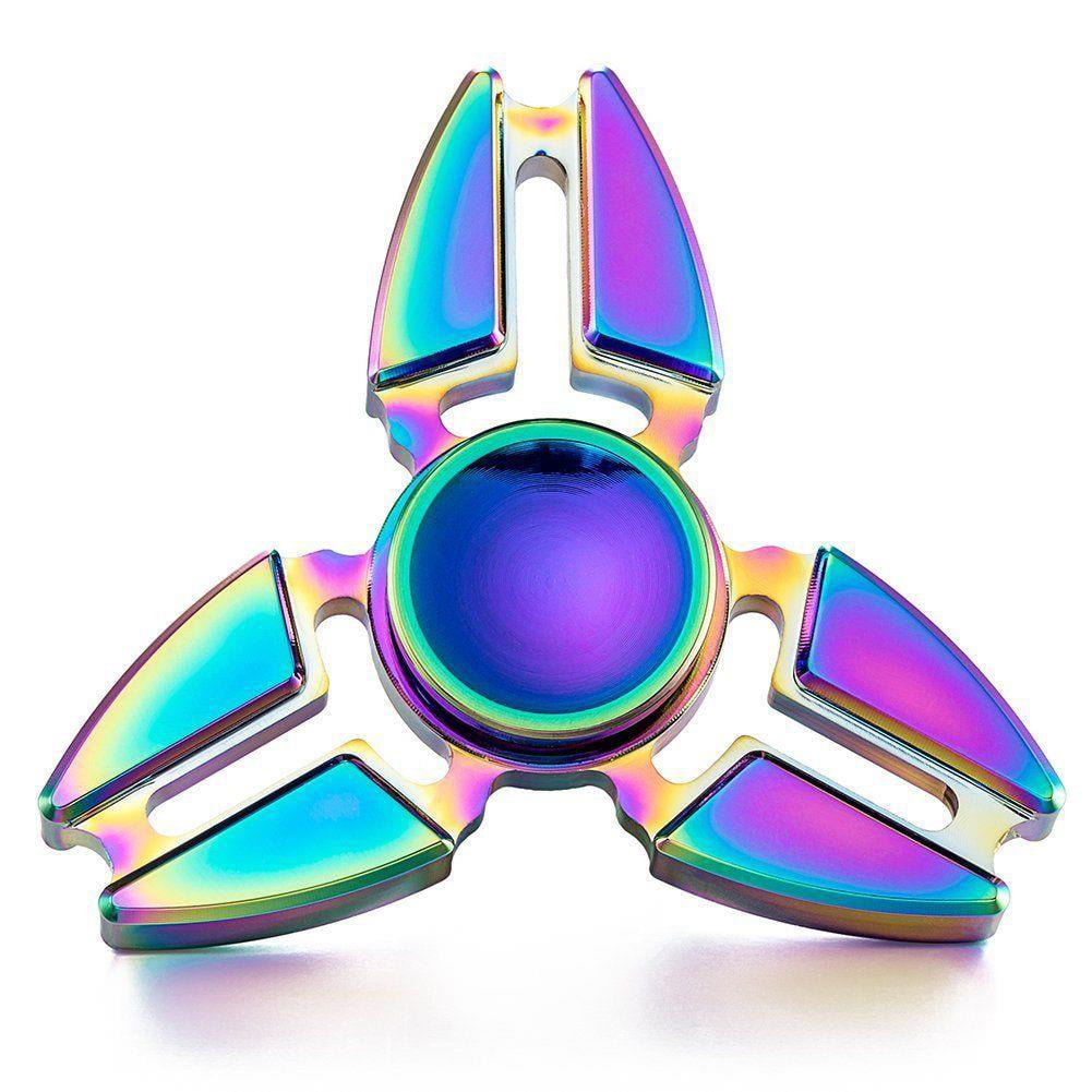 On Sale Rainbow Tri Fidget Hand Spinner Finger Gyro Metal Toy Focus EDC ADHD 