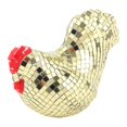 thumbnail image 3 of Figura de pollo con bola de discoteca de espejo, decoración de mesa, acabado de espejo reflectante oro, 3 of 9