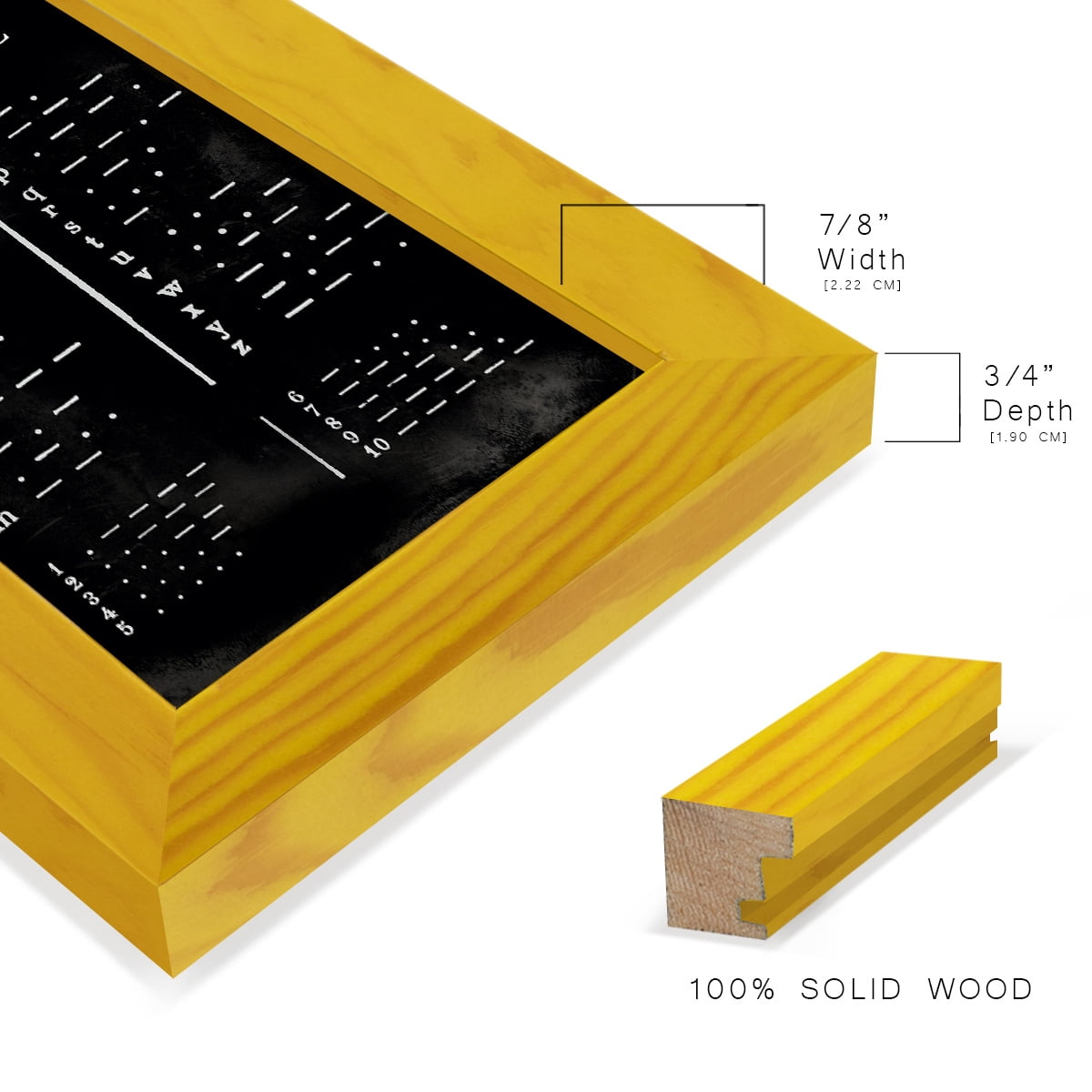 Morse Code Chart - Framed Print w/glass - Sunflower Yellow