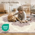 thumbnail image 4 of ODIKA 9'x12' Washable Area Rug Non-Shedding, Easy Care Boho Farmhouse Distressed Motifs Scrollwork Border Ornate Vintage Flowing for Master Suite, California King, Under Bed, 4 of 7