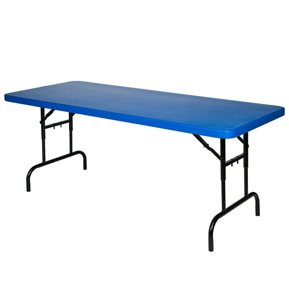 Hampden Furnishings Baldwin 30" X 72" Height Adjustable Folding Table, Plastic/Steel, Blue
