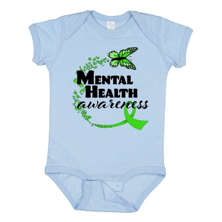 

Inktastic Mental Health Awareness Butterfly and Green Ribbon Boys or Girls Baby Bodysuit