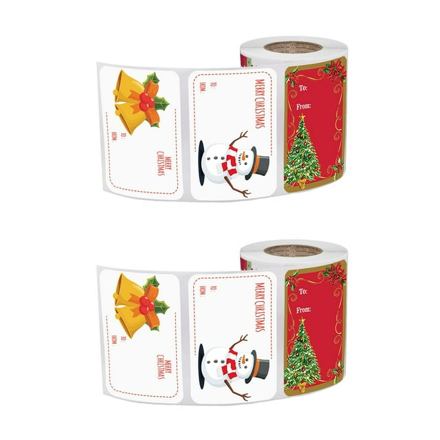 2Pc Christmas Sticker Rolls For Holiday Decorating 500 Pieces Total Festive Designs For Gift Wrapping Cards Scrapbooking Crafts Home Decor And Party Supplies Weight 0.69 Lb