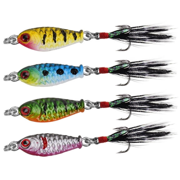 4pcs Micro Butterfly Metal Jig Fishing Lures Baits Jigging Tuna Feather Hook 6g