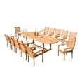 thumbnail image 4 of Grade-A Teak Dining Set: 12 Seater 13 Pc: 118" Mas Oval Trestle Leg Table And 12 Aspen Stacking Arm Chairs Outdoor Patio WholesaleTeak #51AP2713, 4 of 4