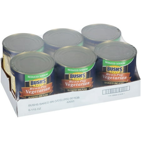 (Price/case)Bush's Best 01638 Bush's Bean Pot Reduced Sodium Vegetarian Baked Beans 6-115