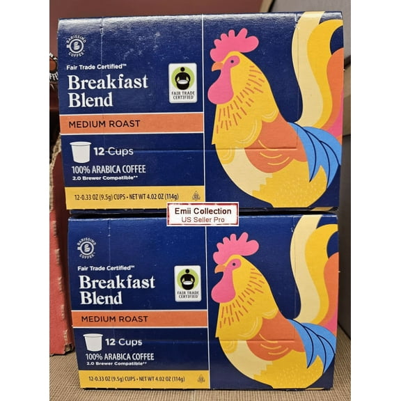 Barissimo Breakfast Blend Medium Roast 12 Cups Coffee 4.02oz 114g (2 Boxes)