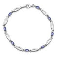 thumbnail image 5 of Sterling Silver Bracelet Gemstones December Women's Tanzanite Oval 3 mm 7 in and Diamond, 5 of 6
