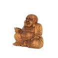 thumbnail image 3 of G6 Collection 4.5" Wooden Mini Laughing Happy Buddha Statue Hand Carved Smiling Sitting Sculpture Handmade Figurine Decorative Home Decor Handcrafted Art Decoration, 3 of 6
