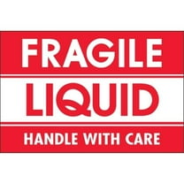 2 x 3 in. - Fragile - Liquid - Handle with Care Labels, Red & White - Roll of 500