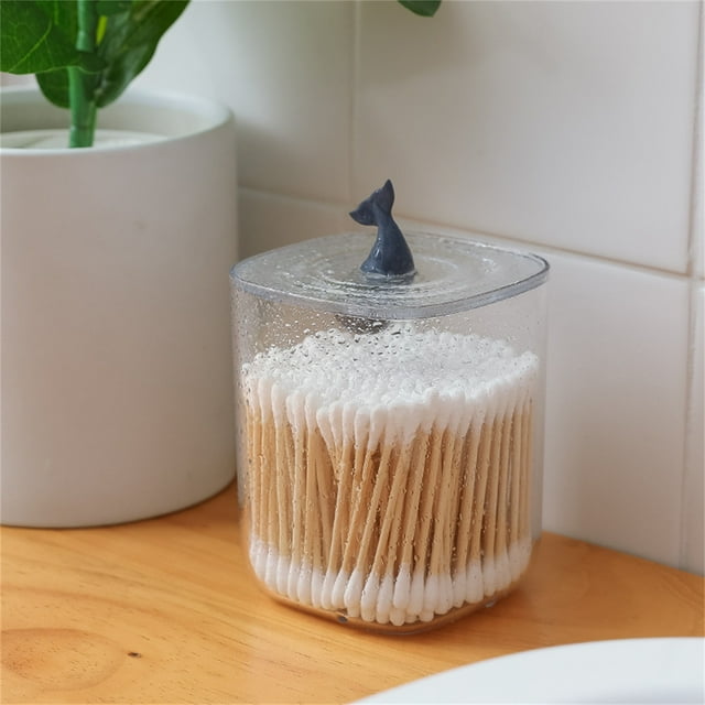Tarro de almacenamiento para baño, recipientes para baño, soporte para hisopos de algodón transparente multifunción, caja de almacenamiento para hisopos de algodón, durabilidad extendida