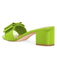 thumbnail image 2 of YDN Women Glossy Open Toe Bowknot Mules Slip On Mid Chunky Block Heel Slide Sandals Chic Daily Dressy Shoes Size 4 Green, 2 of 4