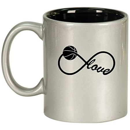 

Ceramic Coffee Tea Mug Cup Infinite Infinity Love for Basketball (Silver)