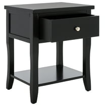 SAFAVIEH Coby Solid Rustic Nightstand with Storage Drawer, Black (18.1 in. W x 15 in. D x 22.2 in. H)